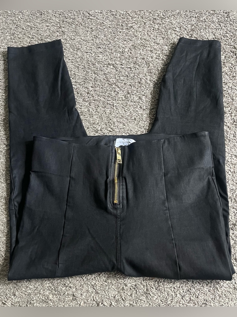 All Things Golden Black Vegan Leather Second Skin Leggings Pants Moto Wet Look